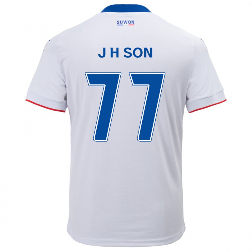 Børn Ho-Jun Son #77 Hvid Blå Udebane Spillertrøjer 2024/25 Trøje T-Shirt