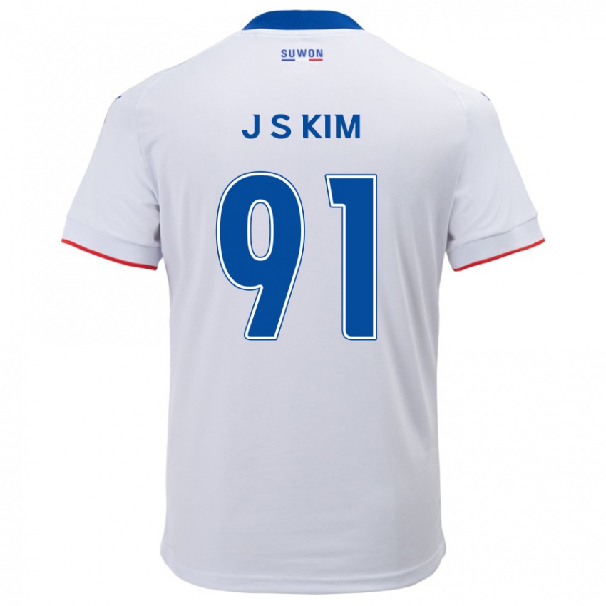 Børn Seong-Ju Kim #91 Hvid Blå Udebane Spillertrøjer 2024/25 Trøje T-Shirt