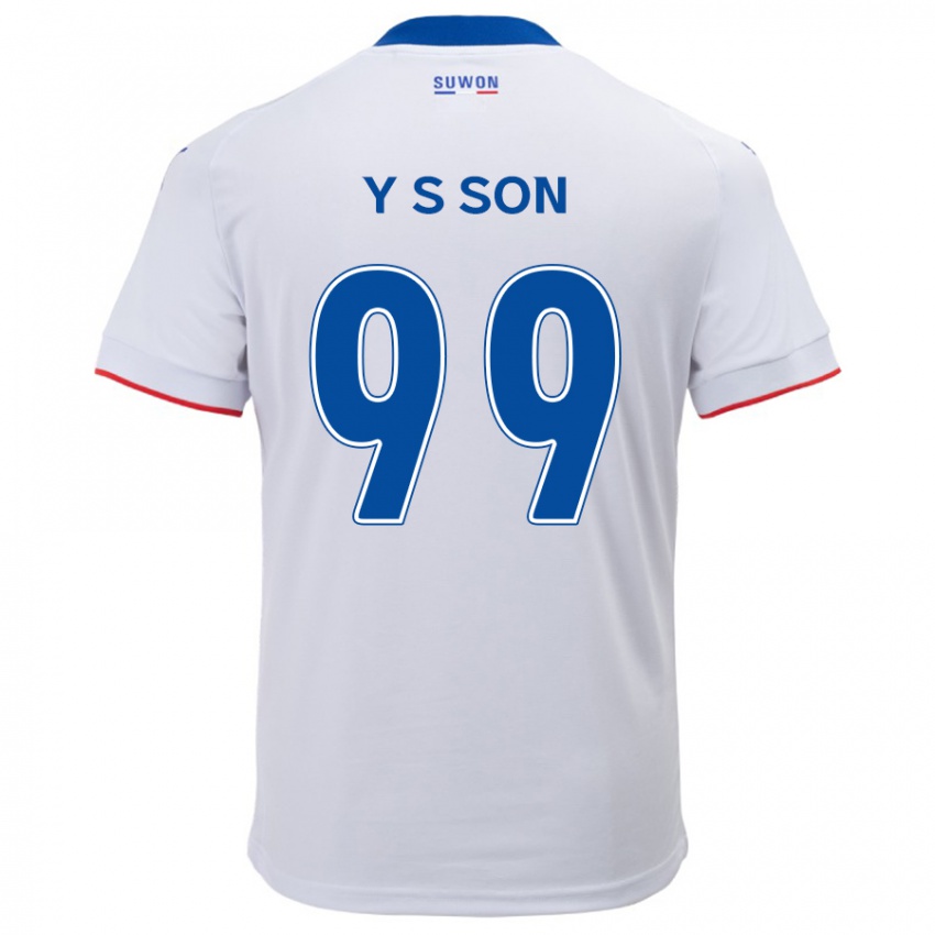 Børn Suk-Yong Son #99 Hvid Blå Udebane Spillertrøjer 2024/25 Trøje T-Shirt