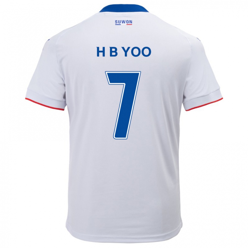 Børn Byung-Heon Yoo #7 Hvid Blå Udebane Spillertrøjer 2024/25 Trøje T-Shirt