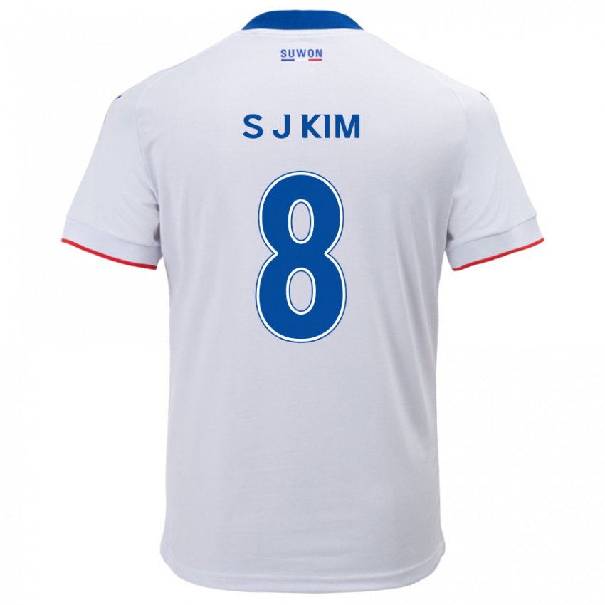 Børn Ji-Sung Kim #8 Hvid Blå Udebane Spillertrøjer 2024/25 Trøje T-Shirt