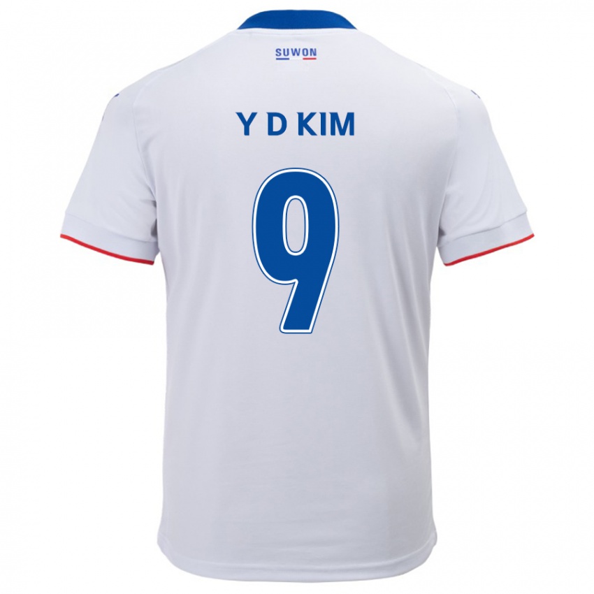 Børn Dong-Yeon Kim #9 Hvid Blå Udebane Spillertrøjer 2024/25 Trøje T-Shirt