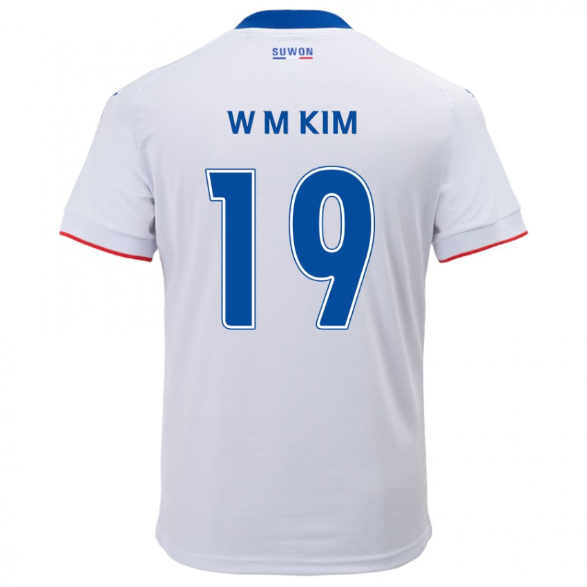 Børn Min-Woo Kim #19 Hvid Blå Udebane Spillertrøjer 2024/25 Trøje T-Shirt