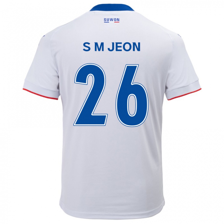 Børn Min-Seung Jeon #26 Hvid Blå Udebane Spillertrøjer 2024/25 Trøje T-Shirt