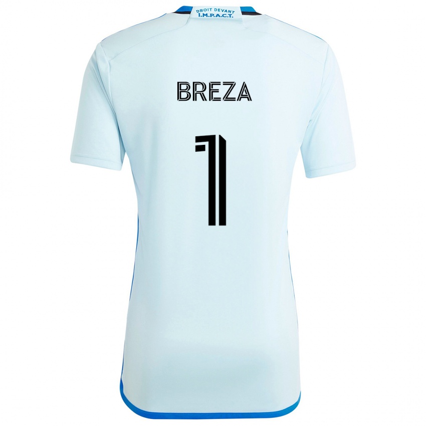 Børn Sebastian Breza #1 Isblå Udebane Spillertrøjer 2024/25 Trøje T-Shirt