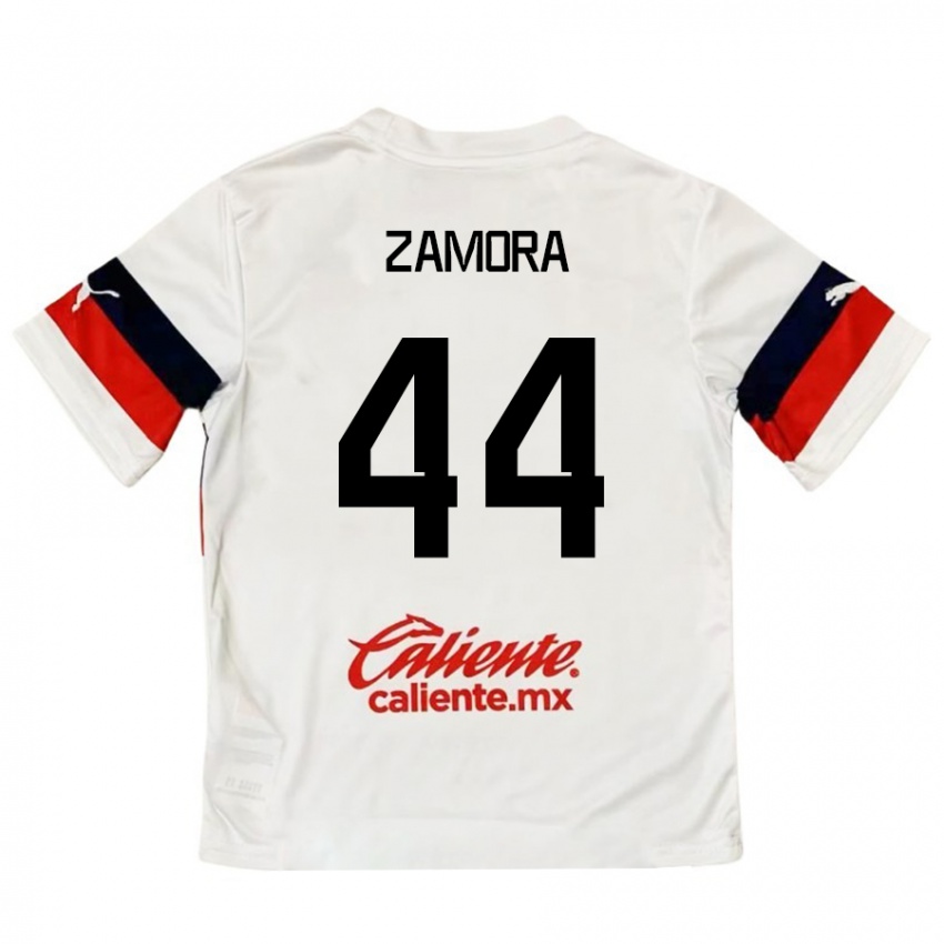 Børn Saúl Zamora #44 Hvid Rød Udebane Spillertrøjer 2024/25 Trøje T-Shirt