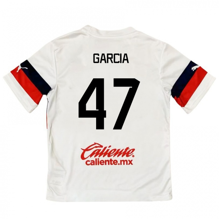 Børn Gael García #47 Hvid Rød Udebane Spillertrøjer 2024/25 Trøje T-Shirt