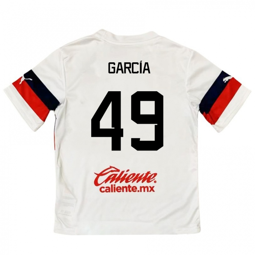 Børn Gilberto García #49 Hvid Rød Udebane Spillertrøjer 2024/25 Trøje T-Shirt