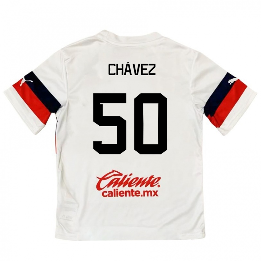 Børn Mateo Chávez #50 Hvid Rød Udebane Spillertrøjer 2024/25 Trøje T-Shirt