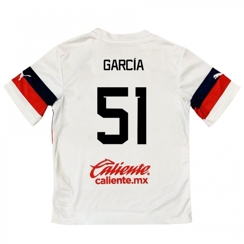 Børn Eduardo García #51 Hvid Rød Udebane Spillertrøjer 2024/25 Trøje T-Shirt