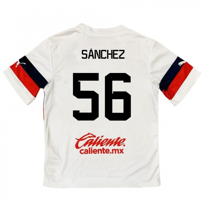 Børn Benjamín Sánchez #56 Hvid Rød Udebane Spillertrøjer 2024/25 Trøje T-Shirt