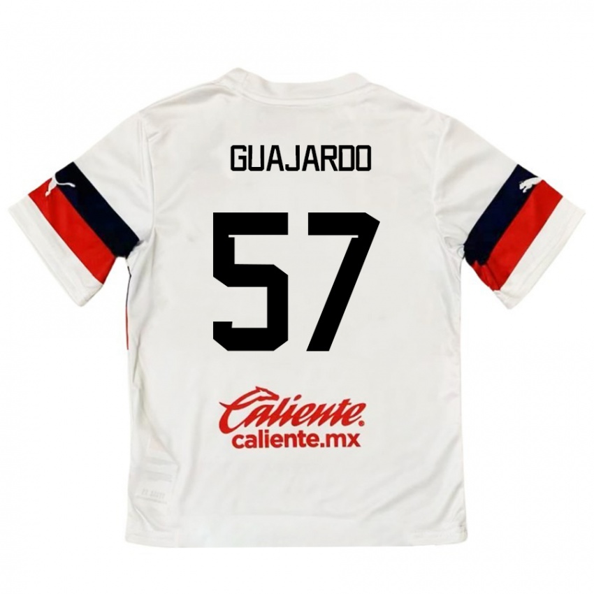 Børn Dylan Guajardo #57 Hvid Rød Udebane Spillertrøjer 2024/25 Trøje T-Shirt