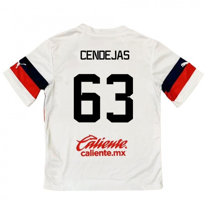 Børn Matías Cendejas #63 Hvid Rød Udebane Spillertrøjer 2024/25 Trøje T-Shirt