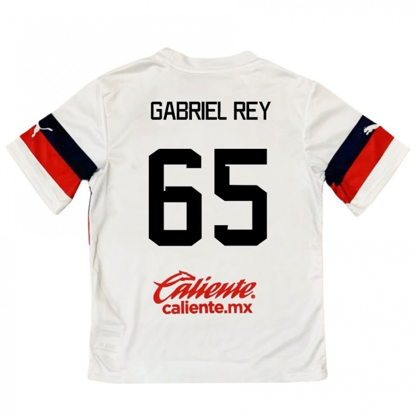 Børn Luis Gabriel Rey #65 Hvid Rød Udebane Spillertrøjer 2024/25 Trøje T-Shirt