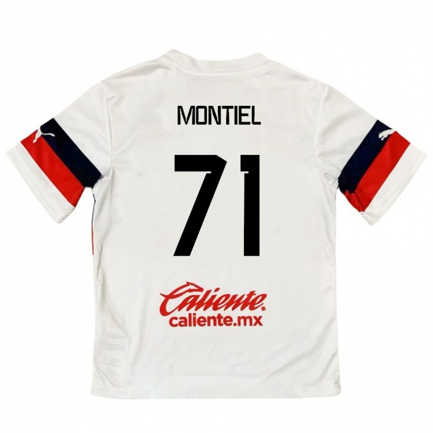 Børn Erick Montiel #71 Hvid Rød Udebane Spillertrøjer 2024/25 Trøje T-Shirt