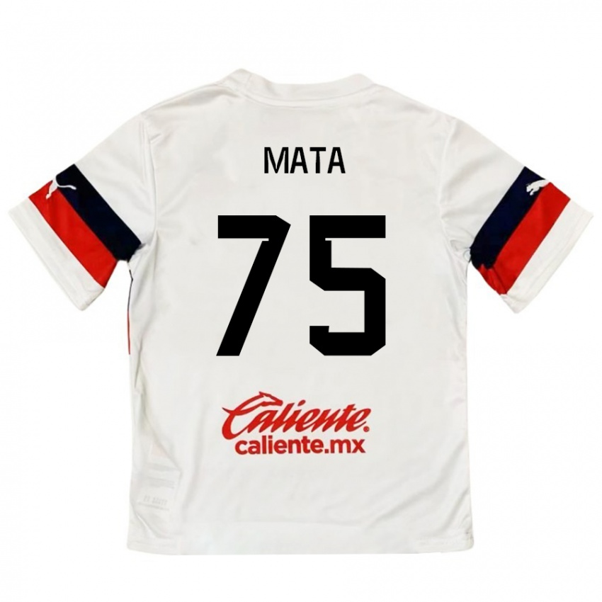 Børn Hugo Mata #75 Hvid Rød Udebane Spillertrøjer 2024/25 Trøje T-Shirt