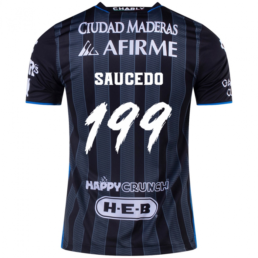 Børn Christian Saucedo #199 Hvid Sort Udebane Spillertrøjer 2024/25 Trøje T-Shirt