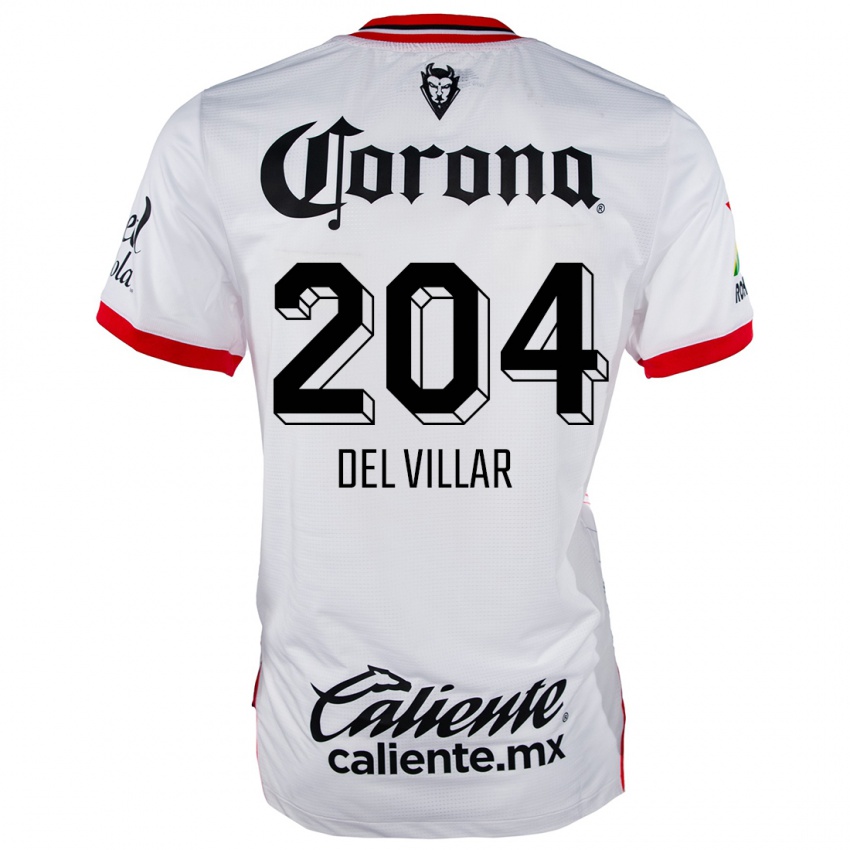 Børn Everardo Del Villar #204 Hvid Rød Udebane Spillertrøjer 2024/25 Trøje T-Shirt