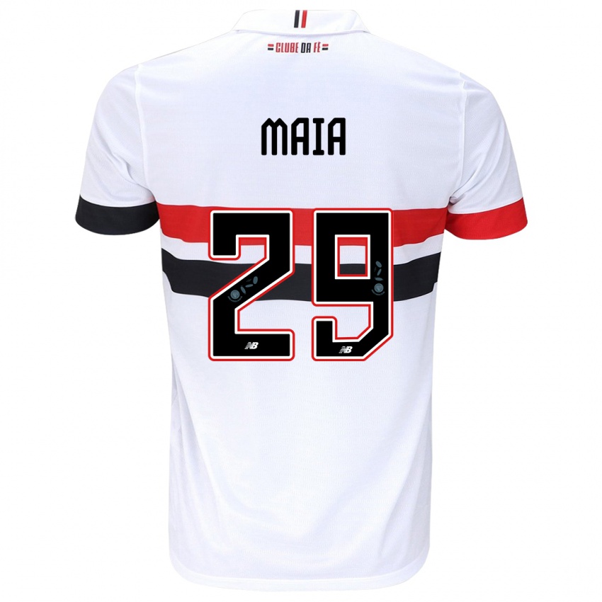 Mænd Pablo Maia #29 Hvid Rød Sort Hjemmebane Spillertrøjer 2024/25 Trøje T-Shirt