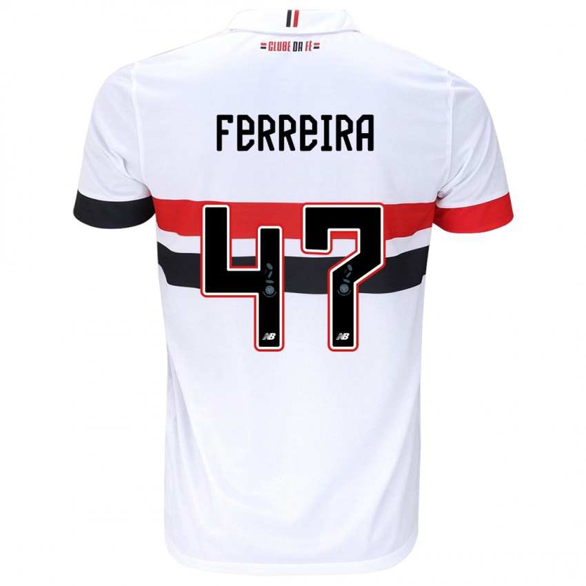 Mænd Ferreira #47 Hvid Rød Sort Hjemmebane Spillertrøjer 2024/25 Trøje T-Shirt