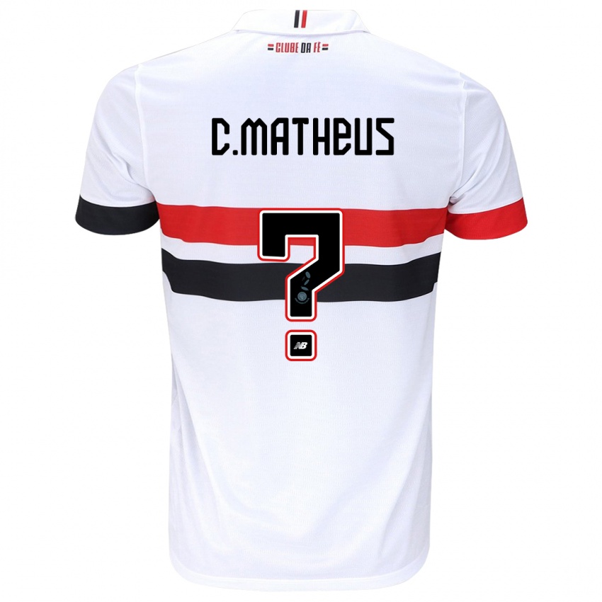 Mænd Caio Matheus #0 Hvid Rød Sort Hjemmebane Spillertrøjer 2024/25 Trøje T-Shirt