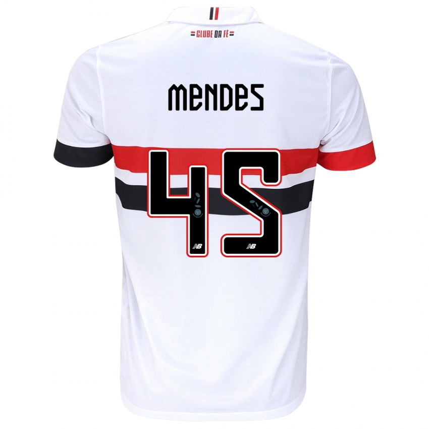 Mænd Nathan Mendes #45 Hvid Rød Sort Hjemmebane Spillertrøjer 2024/25 Trøje T-Shirt