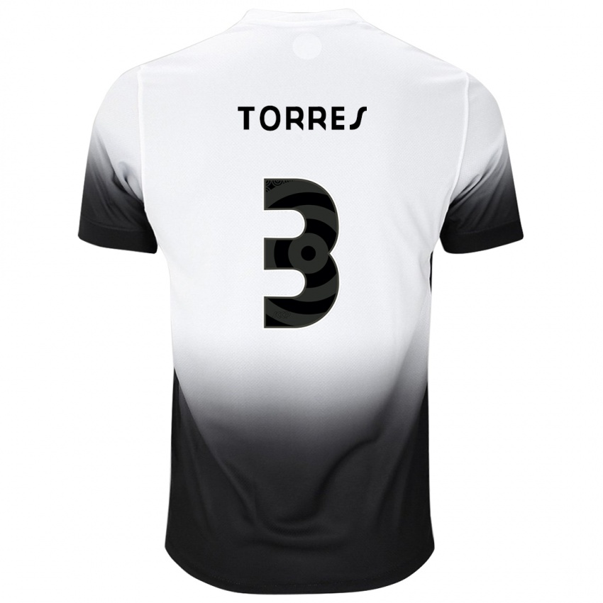 Mænd Felix Torres #3 Hvid Sort Hjemmebane Spillertrøjer 2024/25 Trøje T-Shirt