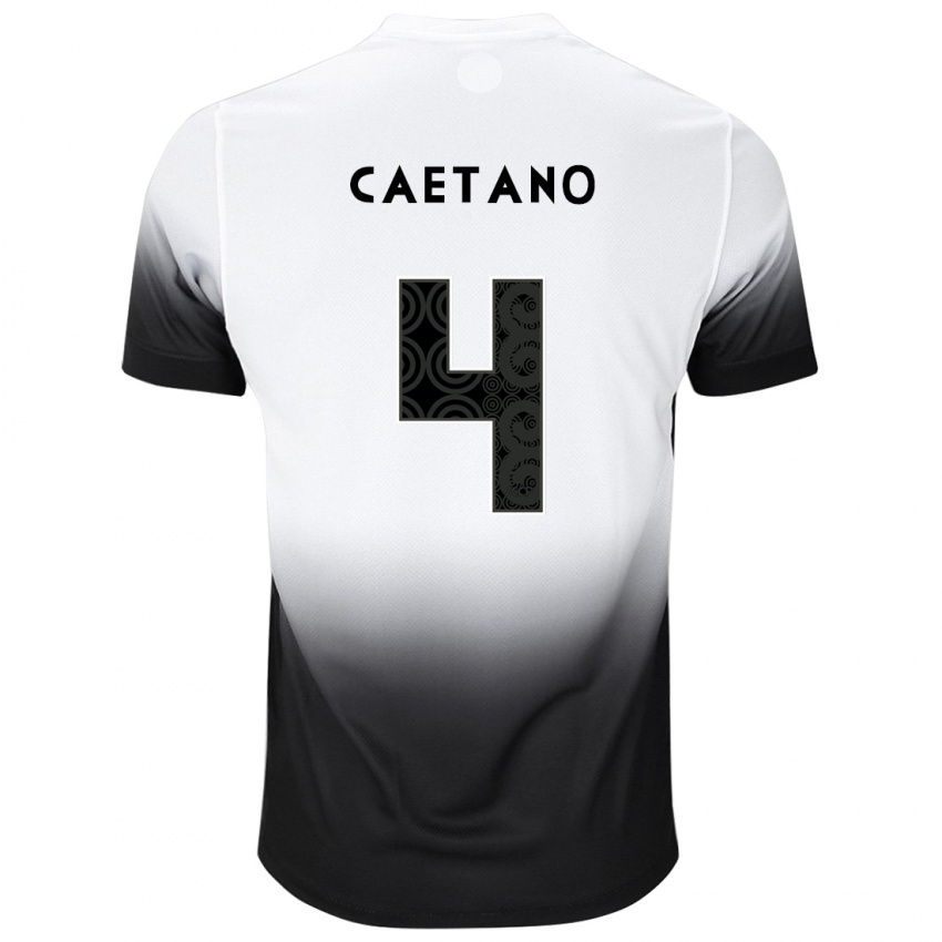 Mænd Caetano #4 Hvid Sort Hjemmebane Spillertrøjer 2024/25 Trøje T-Shirt