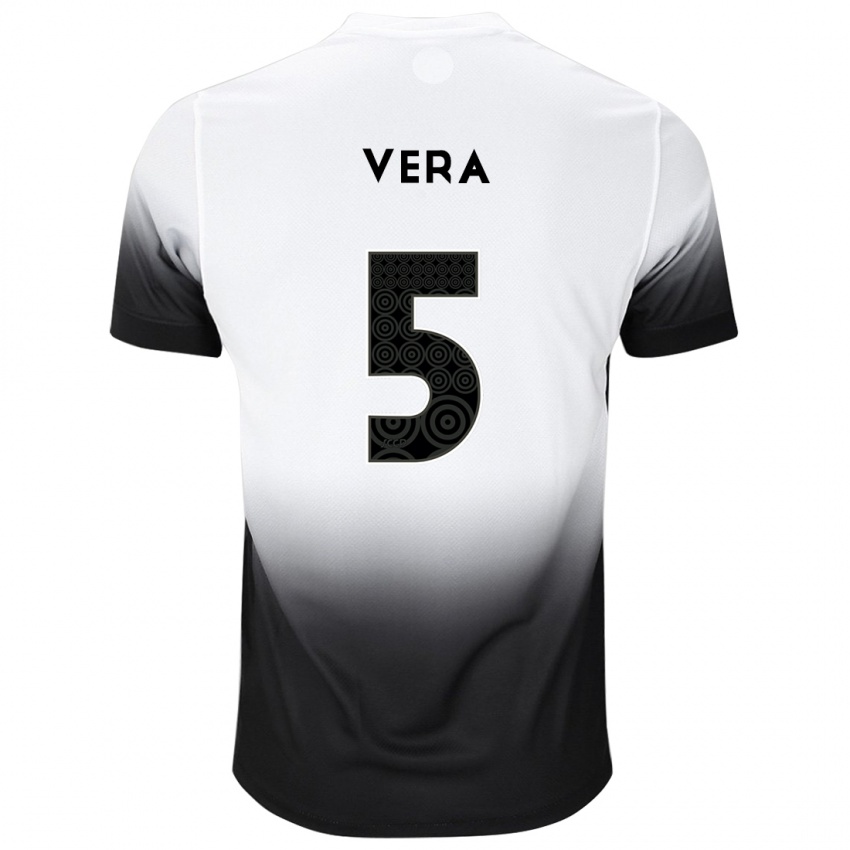 Mænd Fausto Vera #5 Hvid Sort Hjemmebane Spillertrøjer 2024/25 Trøje T-Shirt