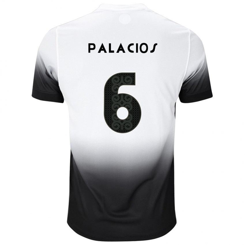 Mænd Diego Palacios #6 Hvid Sort Hjemmebane Spillertrøjer 2024/25 Trøje T-Shirt