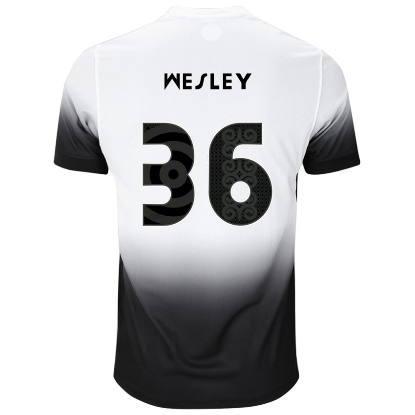 Mænd Wesley #36 Hvid Sort Hjemmebane Spillertrøjer 2024/25 Trøje T-Shirt