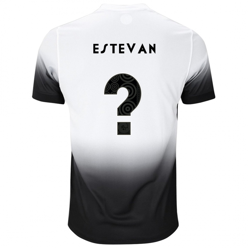 Mænd Estevan #0 Hvid Sort Hjemmebane Spillertrøjer 2024/25 Trøje T-Shirt