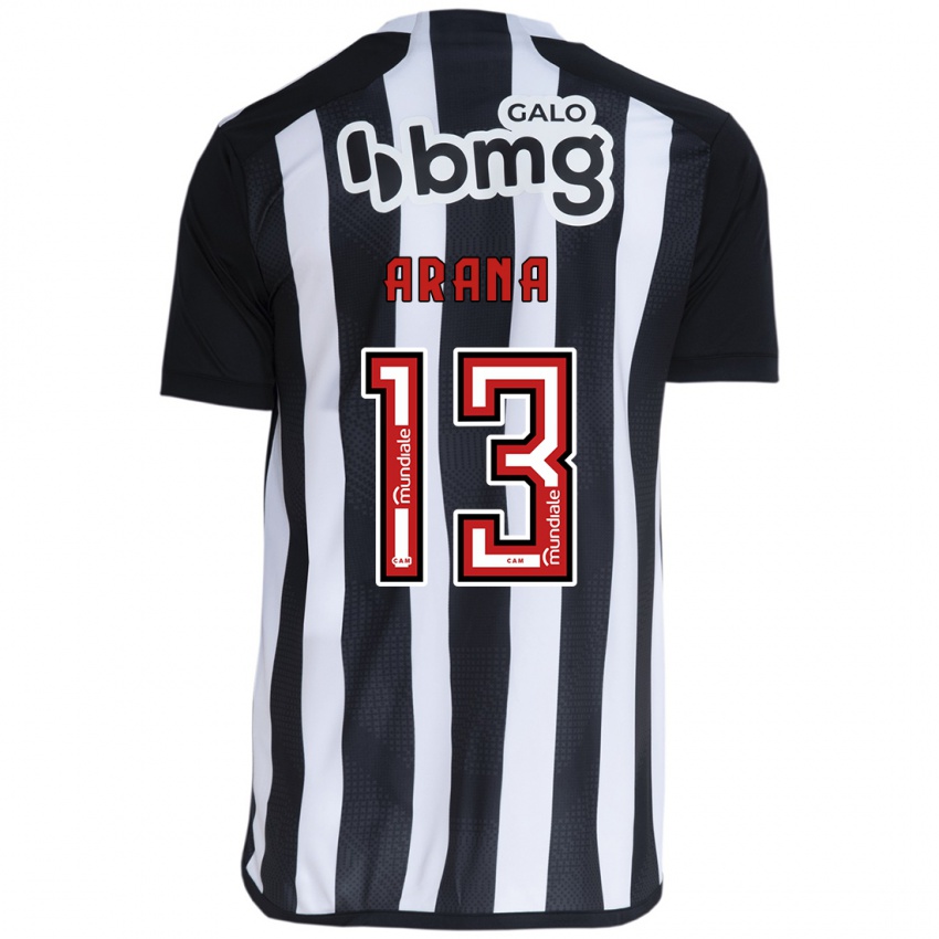 Mænd Guilherme Arana #13 Hvid Sort Hjemmebane Spillertrøjer 2024/25 Trøje T-Shirt