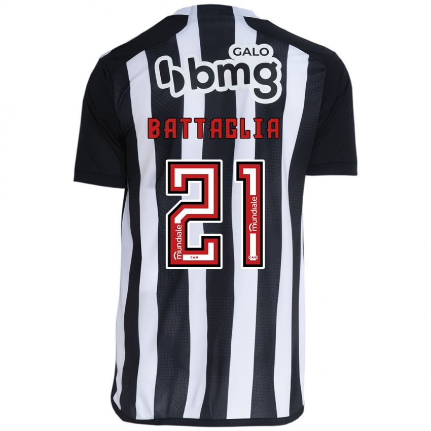 Mænd Rodrigo Battaglia #21 Hvid Sort Hjemmebane Spillertrøjer 2024/25 Trøje T-Shirt