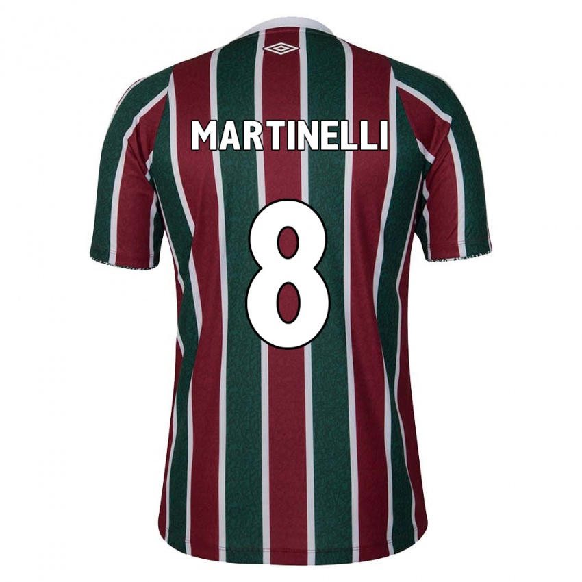 Mænd Martinelli #8 Grøn Rødbrun Hvid Hjemmebane Spillertrøjer 2024/25 Trøje T-Shirt