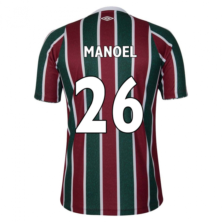 Mænd Manoel #26 Grøn Rødbrun Hvid Hjemmebane Spillertrøjer 2024/25 Trøje T-Shirt