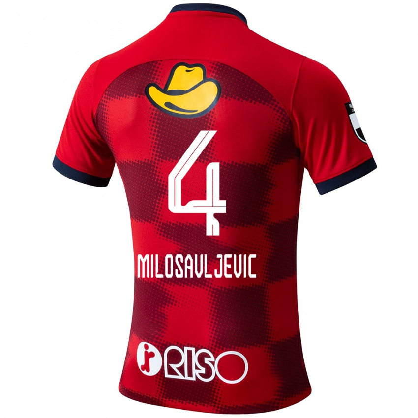 Mænd Radomir Milosavljevic #4 Rød Blå Hvid Hjemmebane Spillertrøjer 2024/25 Trøje T-Shirt