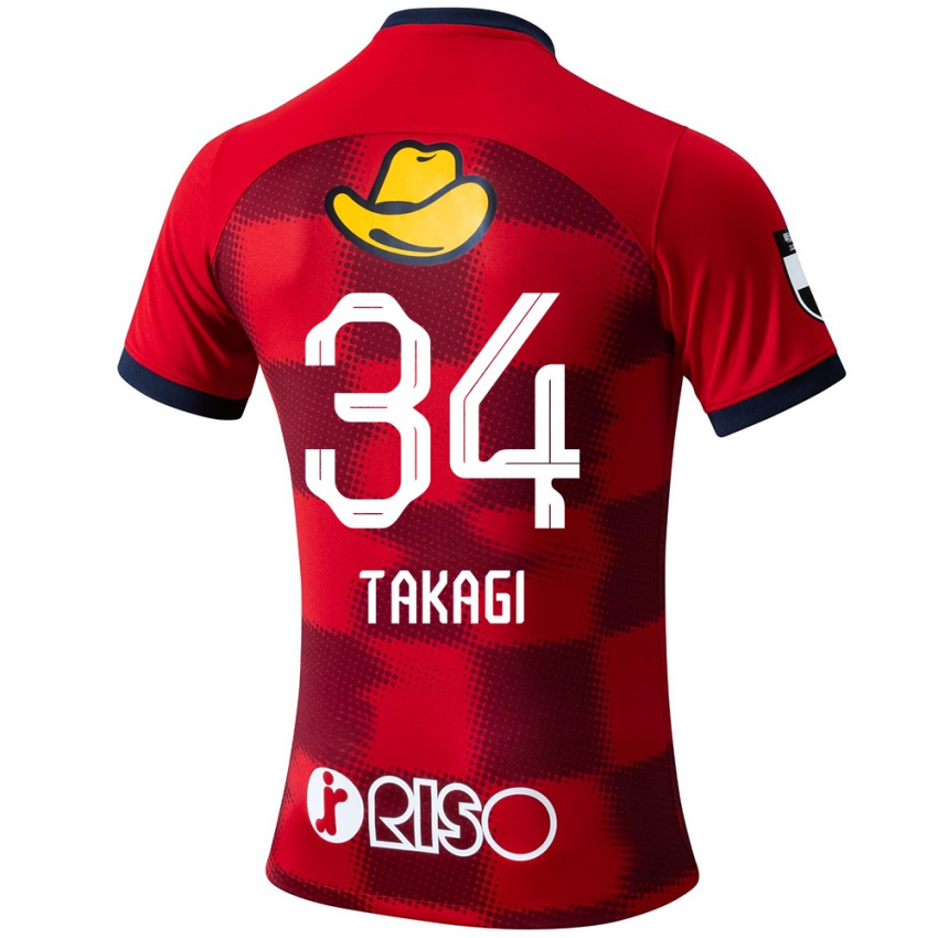 Mænd Haruto Takagi #34 Rød Blå Hvid Hjemmebane Spillertrøjer 2024/25 Trøje T-Shirt