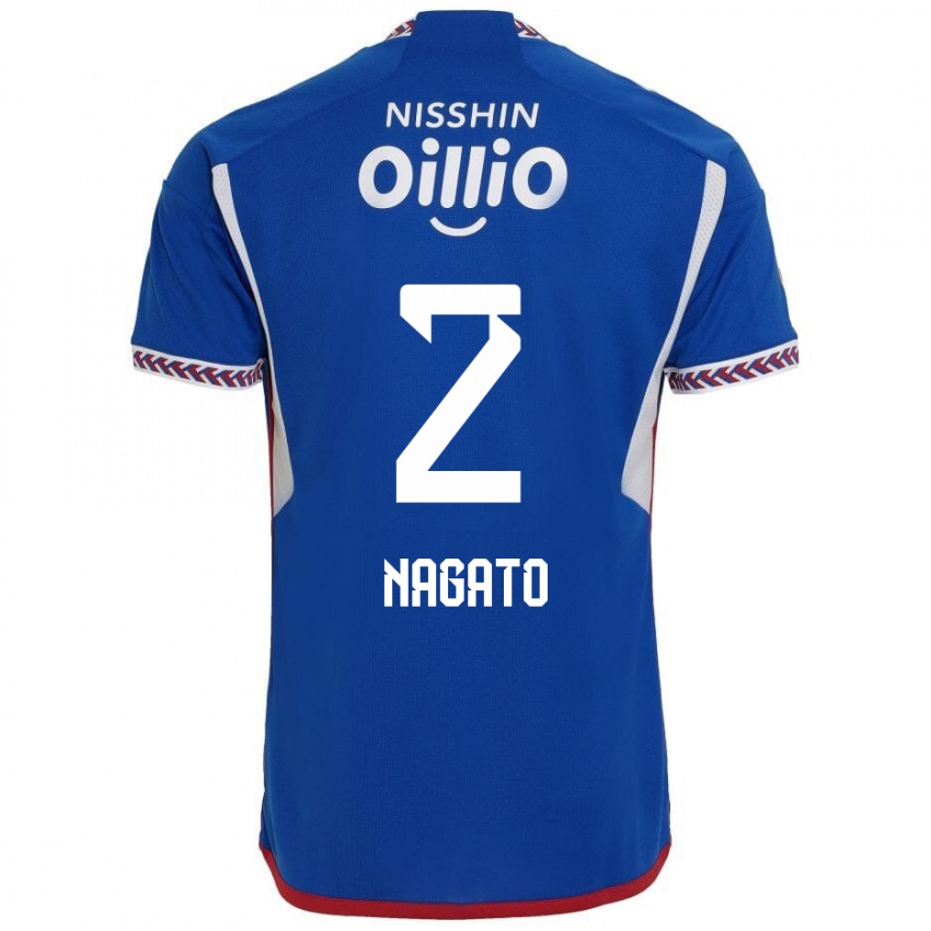 Mænd Katsuya Nagato #2 Blå Hvid Rød Hjemmebane Spillertrøjer 2024/25 Trøje T-Shirt