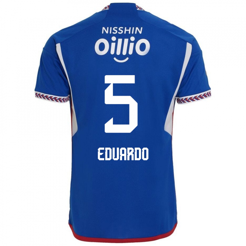 Mænd Eduardo #5 Blå Hvid Rød Hjemmebane Spillertrøjer 2024/25 Trøje T-Shirt