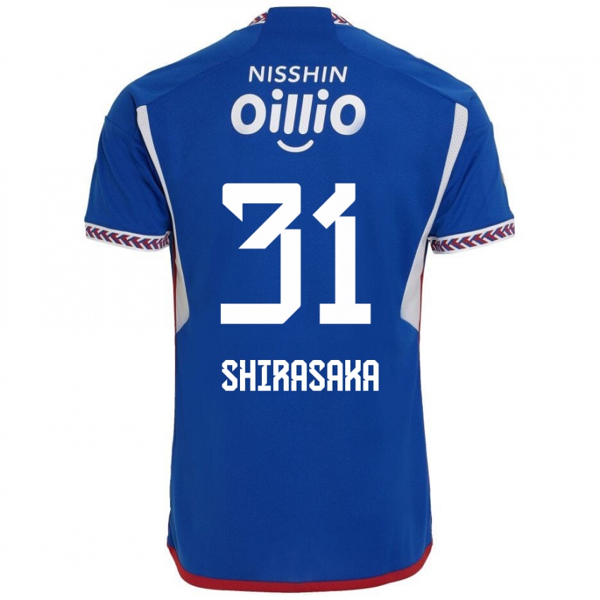 Mænd Fuma Shirasaka #31 Blå Hvid Rød Hjemmebane Spillertrøjer 2024/25 Trøje T-Shirt