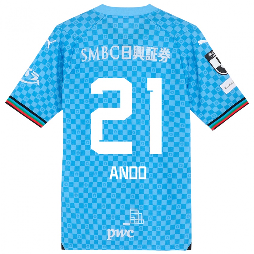 Mænd Shunsuke Ando #21 Azurblå Hjemmebane Spillertrøjer 2024/25 Trøje T-Shirt