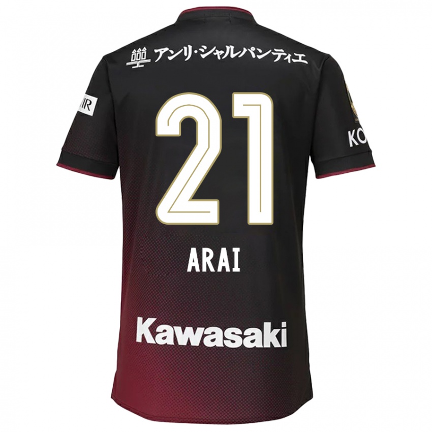 Mænd Shota Arai #21 Sort Rød Hjemmebane Spillertrøjer 2024/25 Trøje T-Shirt