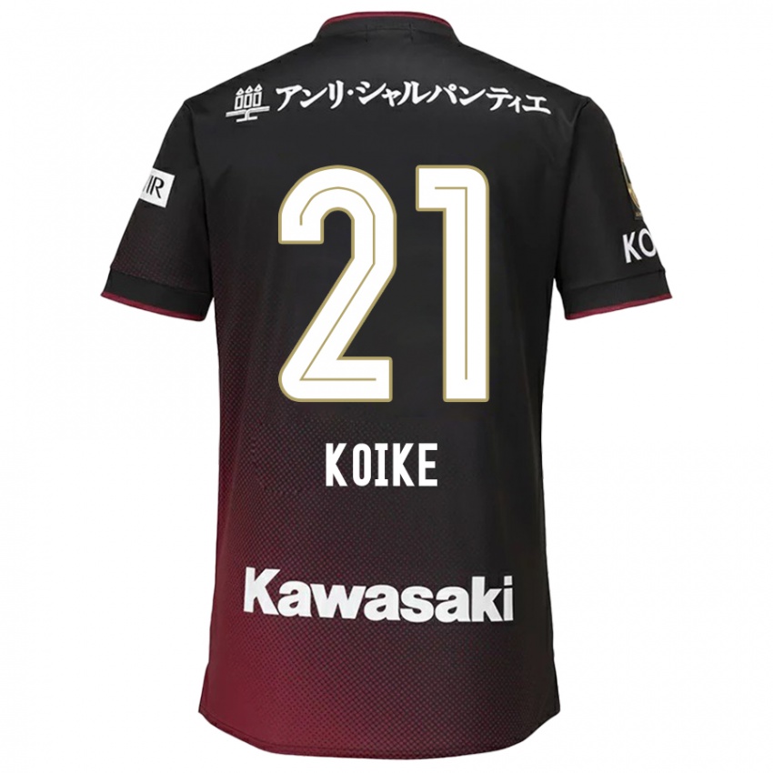 Mænd Shusuke Koike #21 Sort Rød Hjemmebane Spillertrøjer 2024/25 Trøje T-Shirt