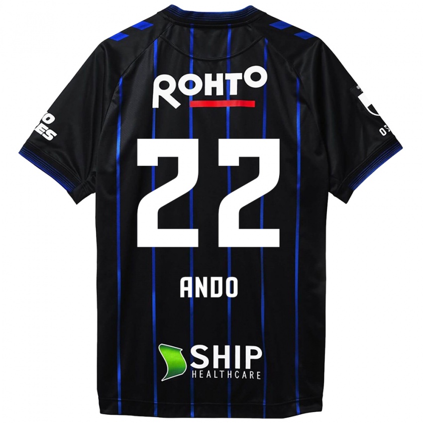 Mænd Rikuto Ando #22 Sort Blå Hjemmebane Spillertrøjer 2024/25 Trøje T-Shirt