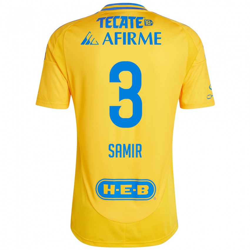 Mænd Samir Caetano #3 Guld Gul Hjemmebane Spillertrøjer 2024/25 Trøje T-Shirt