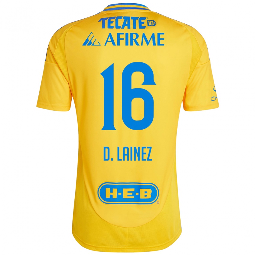 Mænd Diego Lainez #16 Guld Gul Hjemmebane Spillertrøjer 2024/25 Trøje T-Shirt