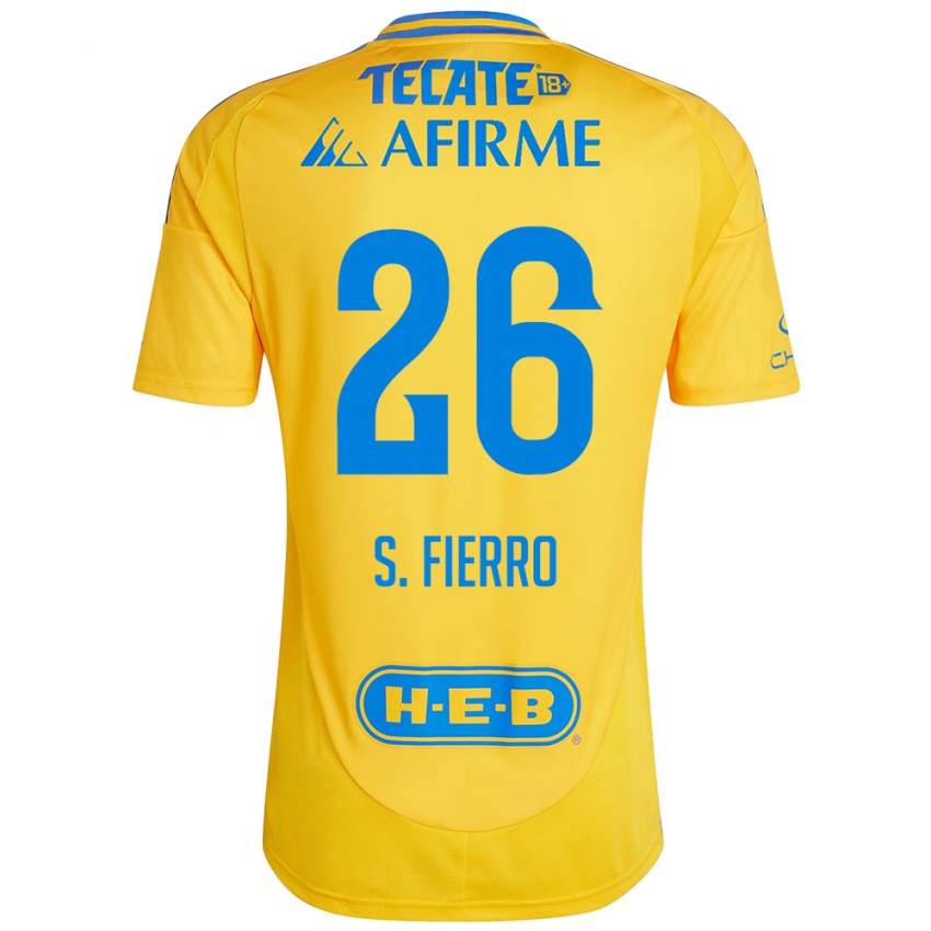 Mænd Sebastián Fierro #26 Guld Gul Hjemmebane Spillertrøjer 2024/25 Trøje T-Shirt