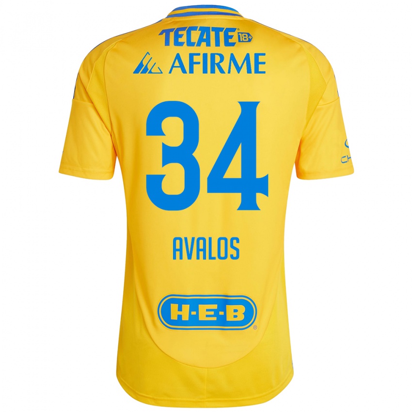 Mænd Erick Avalos #34 Guld Gul Hjemmebane Spillertrøjer 2024/25 Trøje T-Shirt