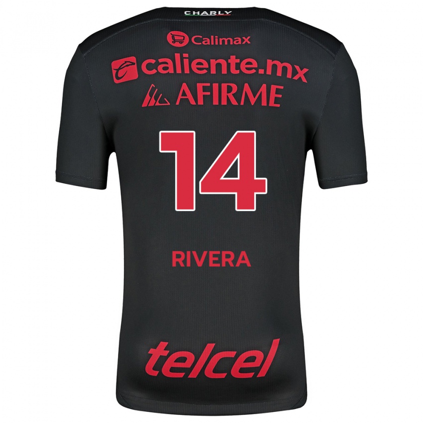 Mænd Christian Rivera #14 Sort Rød Hjemmebane Spillertrøjer 2024/25 Trøje T-Shirt